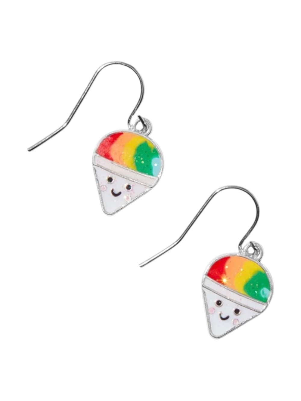 Happy Face Rainbow Snow Cone Drop Earrings - NWT